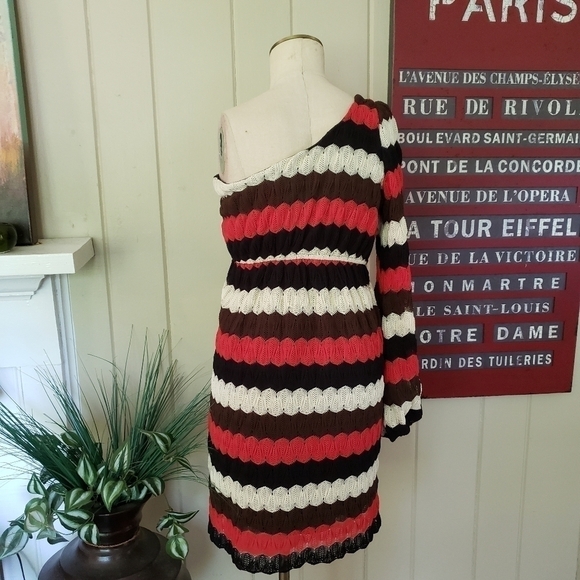 Judith March | L one shoulder knit dress stripe party boho - Picture 10 of 12